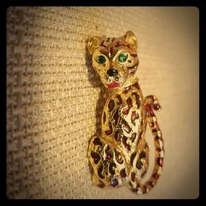 Vintage Leopard on Leash Brooch